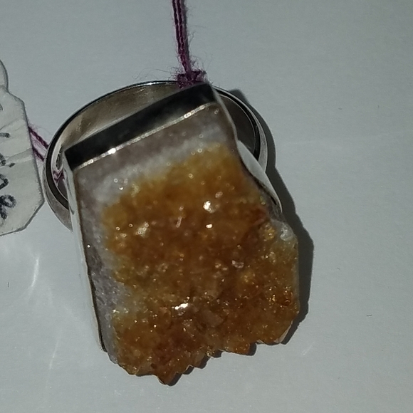 Big natural cut Citrine Ring size 9 - Picture 4 of 7